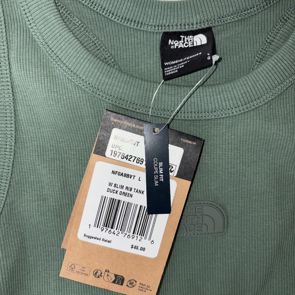 The North Face Women's Slim Rib Tank Size Large Color Duck Green - Picture 3 of 7